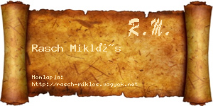 Rasch Miklós névjegykártya
